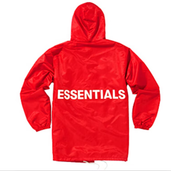 Fear of God Essentials Graphic Hooded Coach Jacket Red